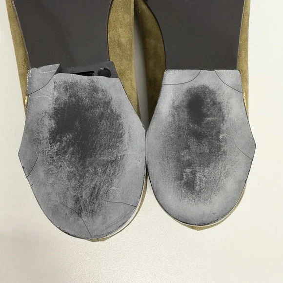 Vintage Charles Jourdan Suede Shoes Olive Green Needs TLC 7 1/2 M - Picture 10 of 10